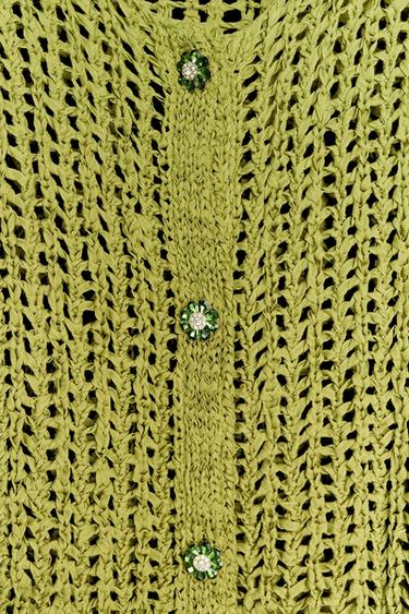 CHAQUETA PUNTO CINTAS - Verde de Zara