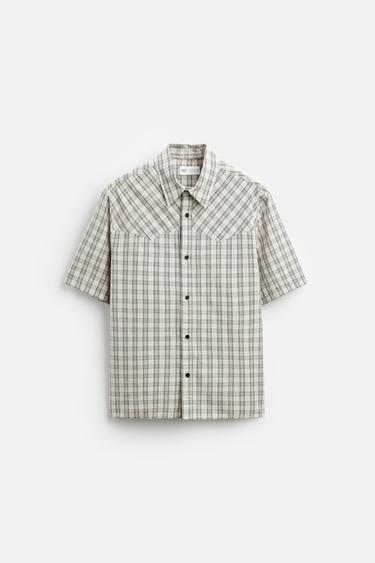 CHEMISE À CARREAUX - Blanc de Zara