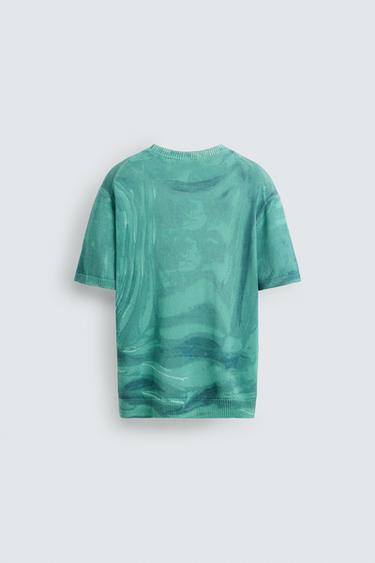 Zara GRAPHIC PRINT KNIT T-SHIRT © OTIS KWAME KYE QUAICOE - Blue