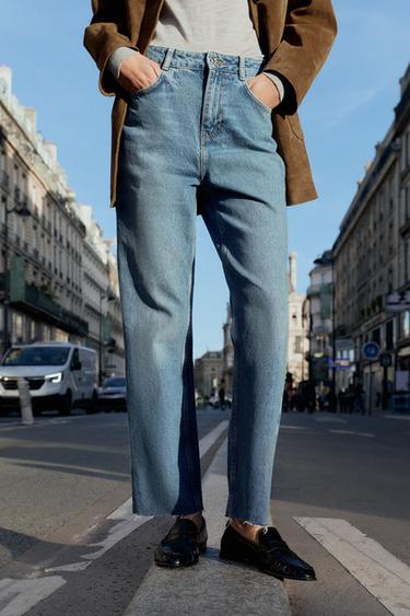 JEAN Z.02 DROIT LONGUEUR 7/8 TAILLE HAUTE - Bleu moyen de Zara - Image 1