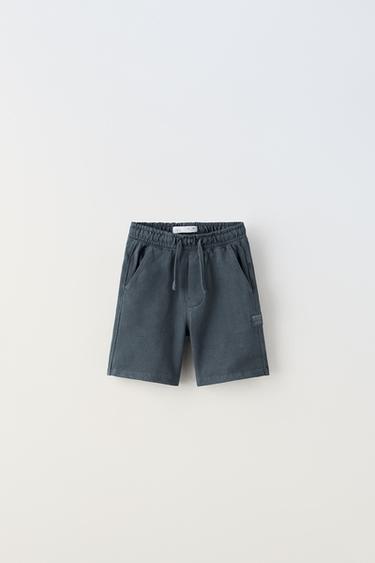 Zara GARMENT DYED PLUSH SHORTS - Blue gray - Image 0