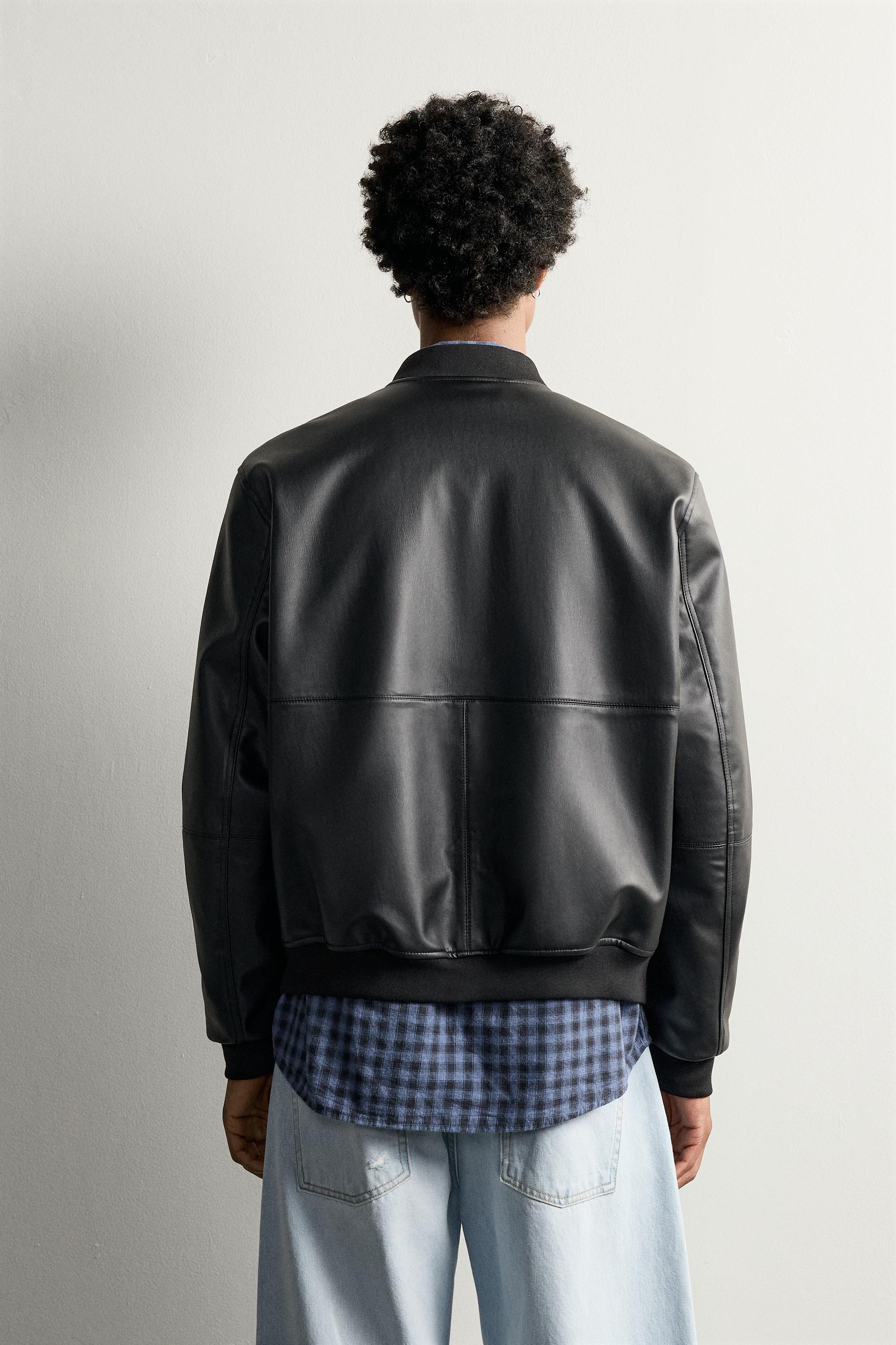 FAUX LEATHER BOMBER JACKET