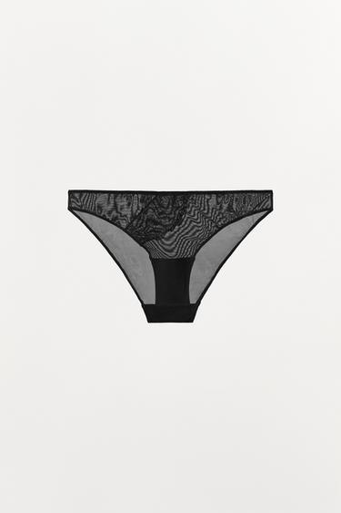 Zara MESH LACE PANTIES - Black