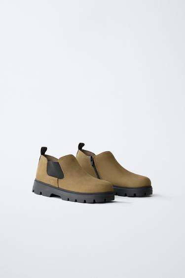 LEDERSTIEFELETTE - Khakigrün von Zara
