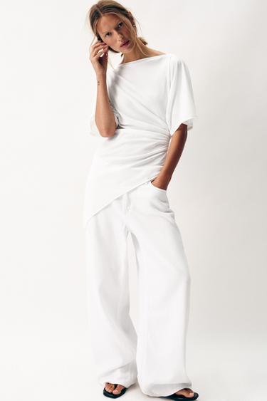 ASYMMETRIC DRAPED TOP - Oyster-white by Zara - Image 0