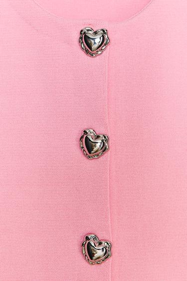 HEART BUTTON KNIT TOP - Pink by Zara - Image 4
