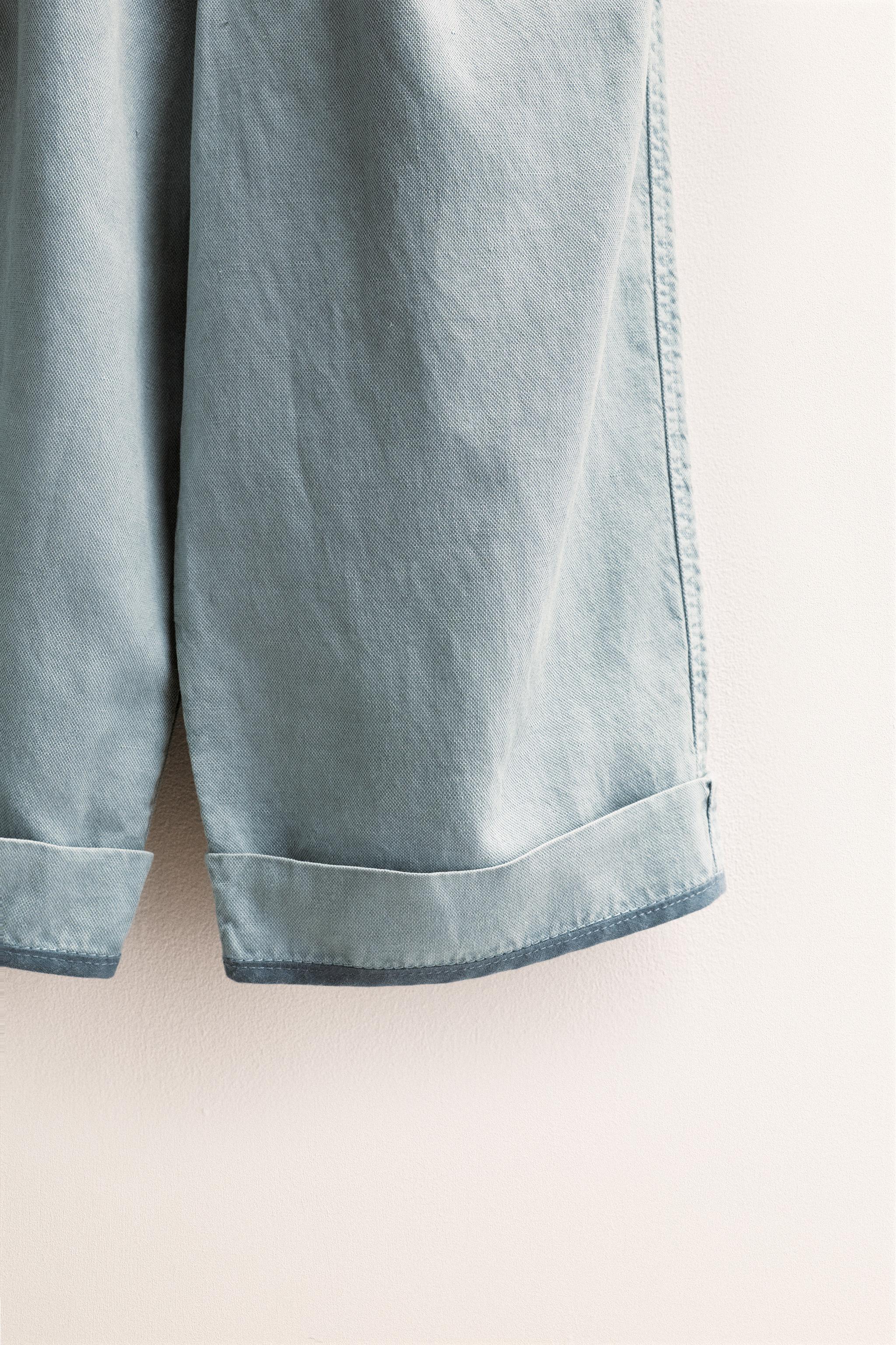 ZARA TIMELESS - LINEN PANTS WITH CONTRAST HEM