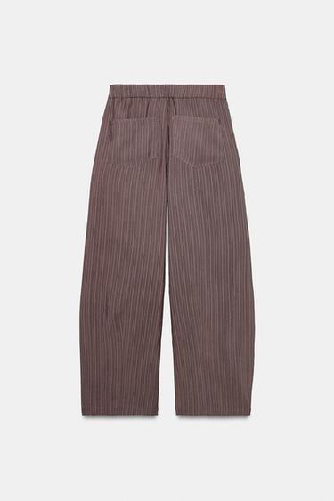 Zara FLOWY PLEATED PANTS - Mink brown