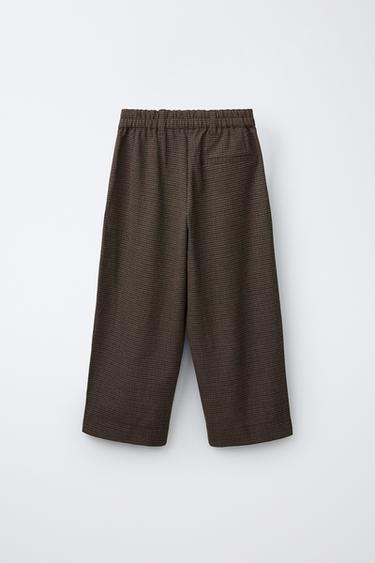 PLAID PRINT BALLOON PANTS — Brown 2