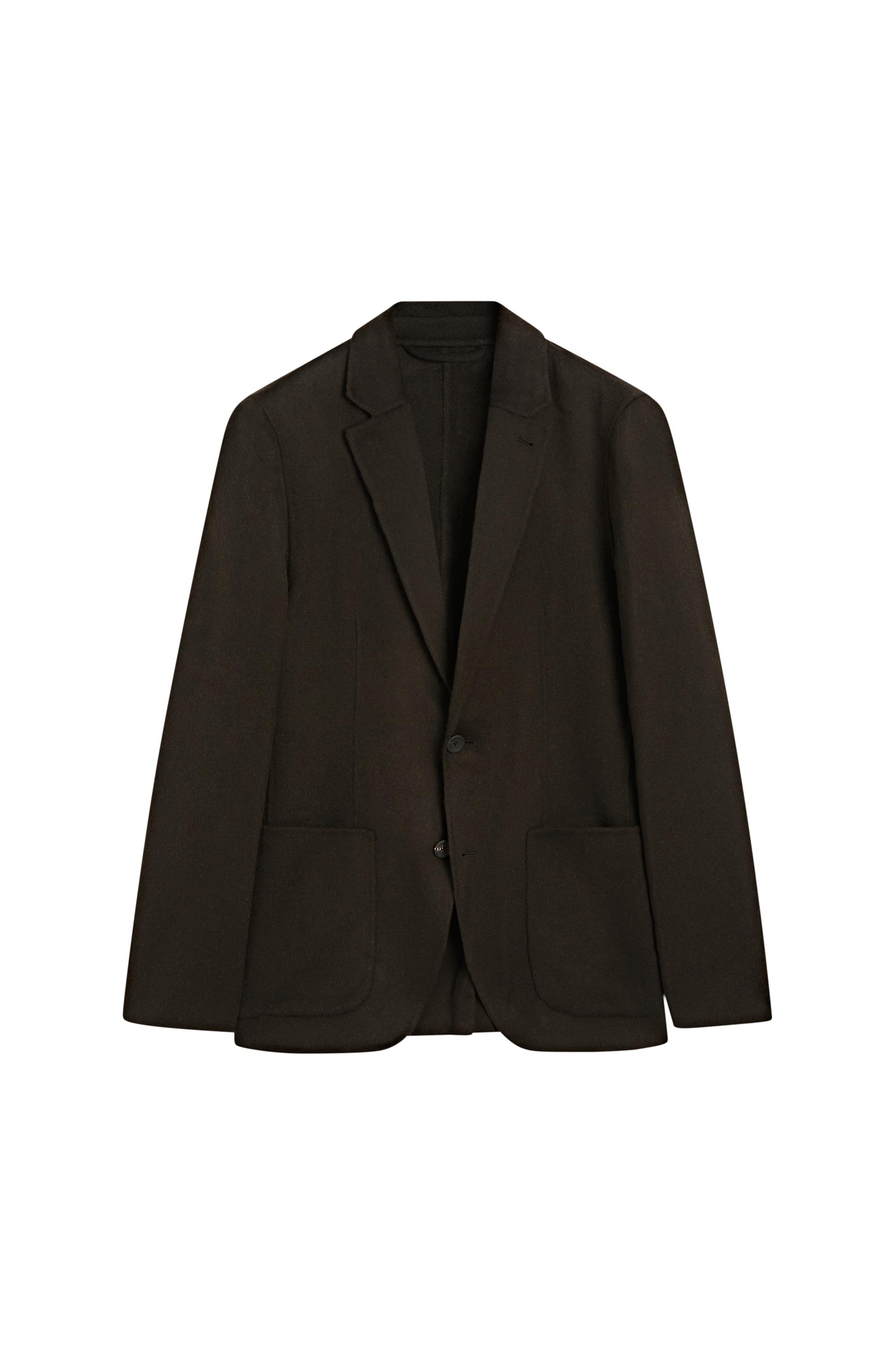 Double-layer wool blend blazer — Chocolate