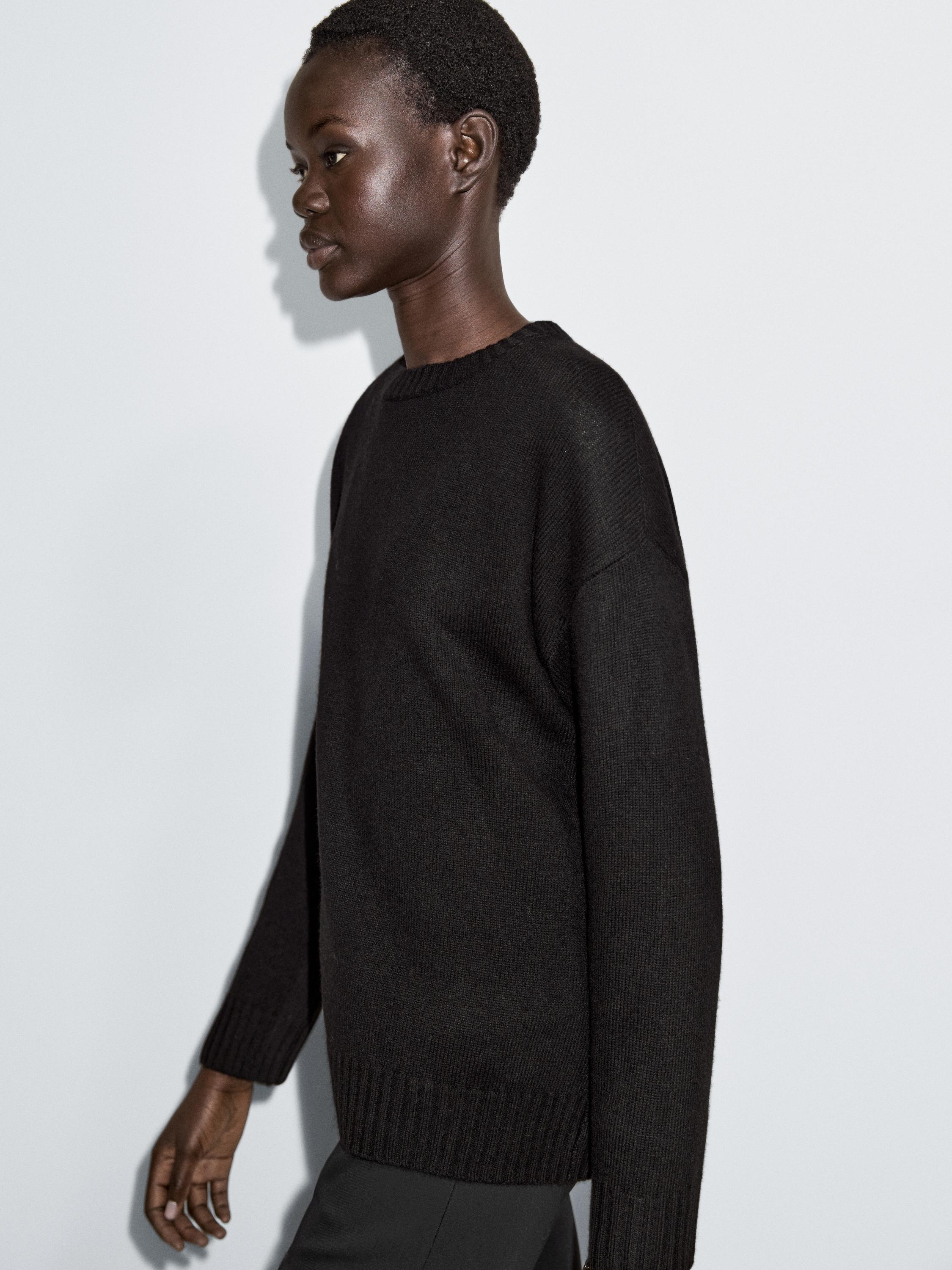Wool blend crew neck sweater