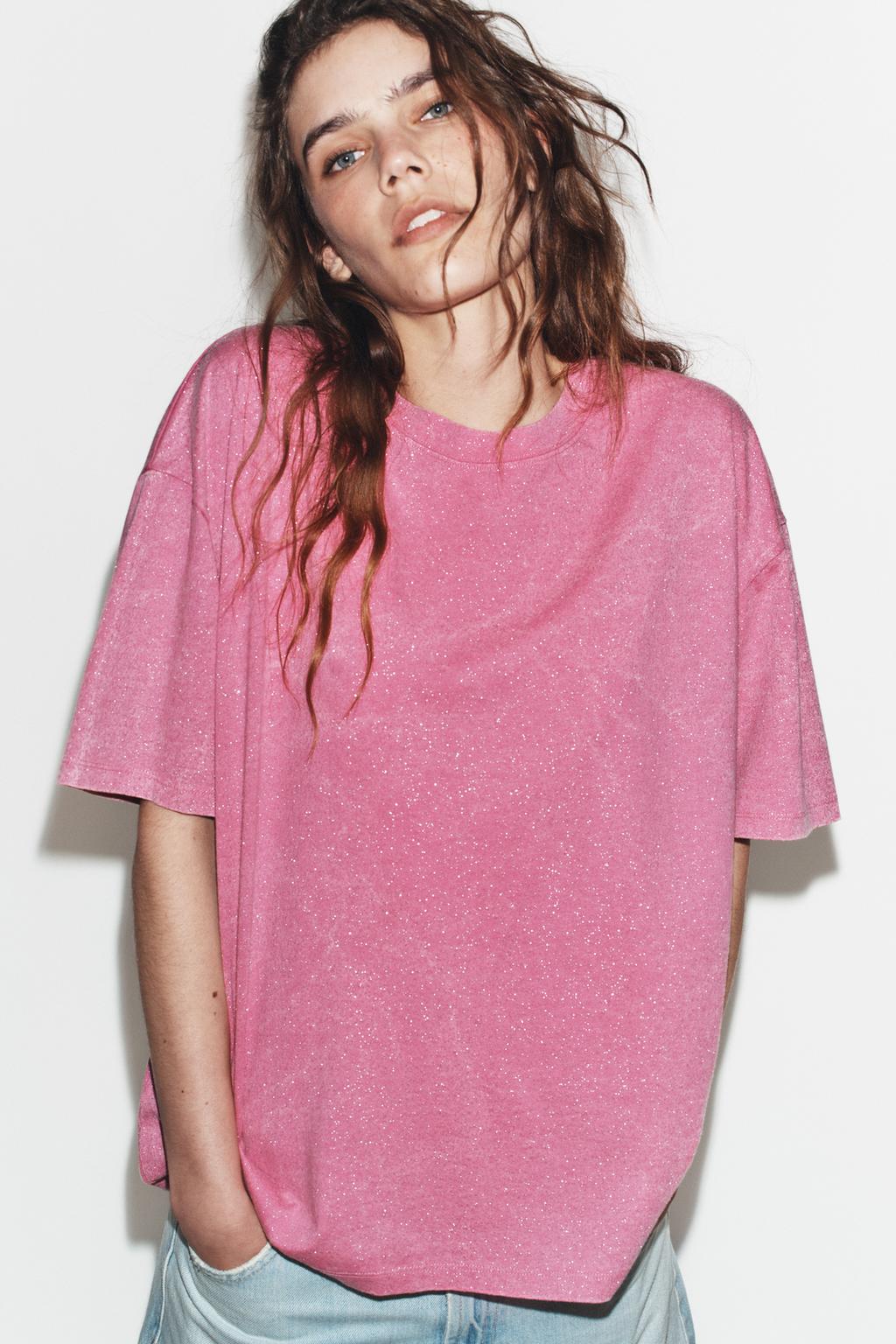 WASHED EFFECT SPARKLY T-SHIRT