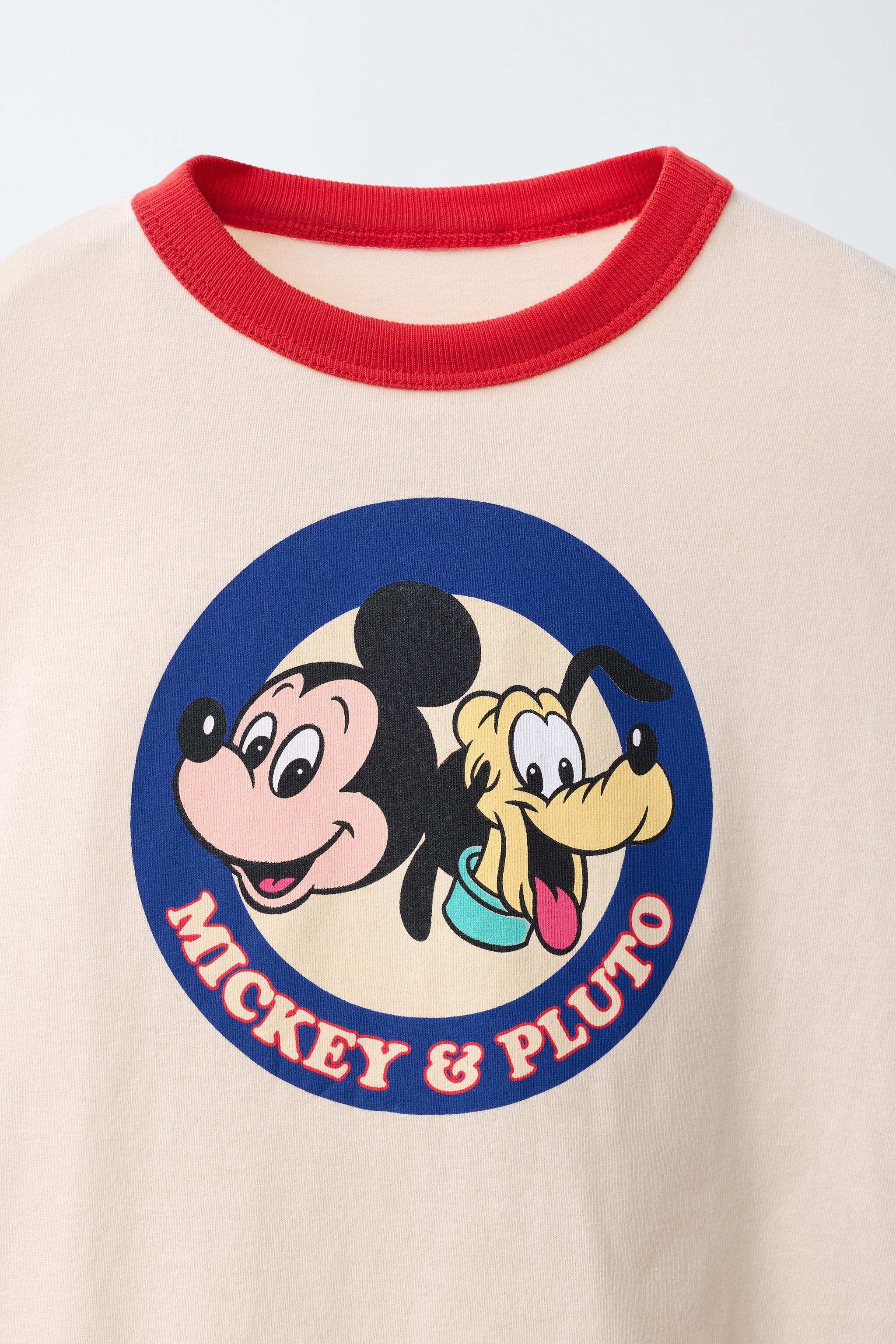 Детские футболки Zara MICKEY MOUSE & PLUTO © DISNEY CONTRAST TRIM T-SHIRT — фото 4