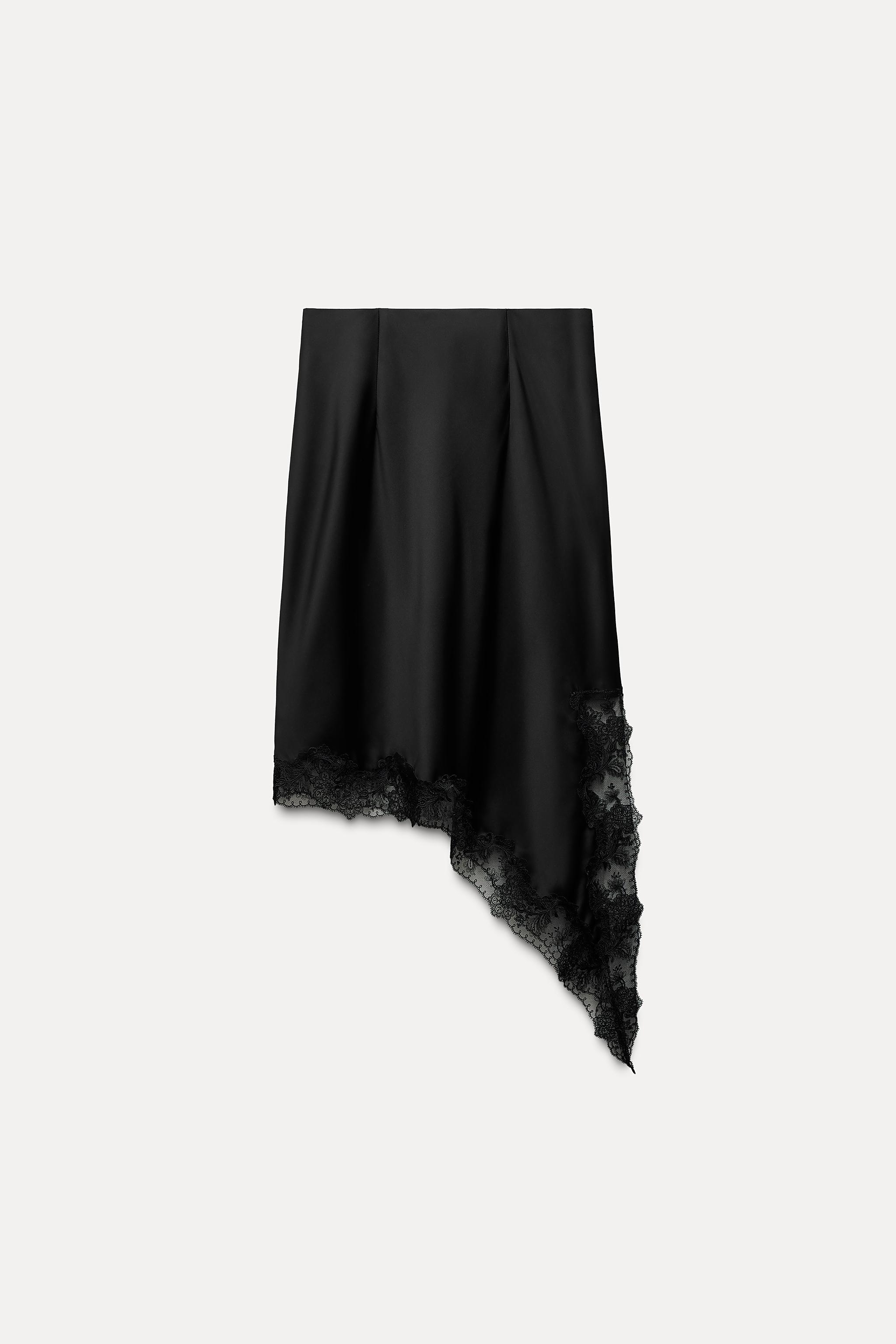 SATIN EFFECT LACE SKIRT ZW COLLECTION