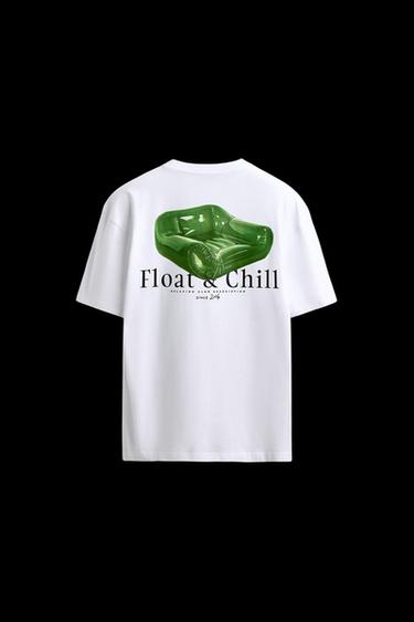 Zara CONTRAST PRINT T-SHIRT - White