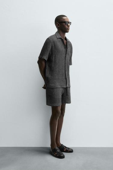 TEXTURED JACQUARD SHIRT - Navy blue by Zara - Image 3