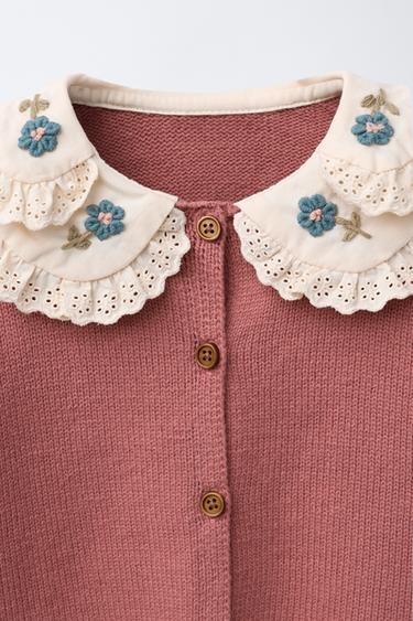 GILET EN MAILLE DOUBLE COL - Rose moyen de Zara - Image 2