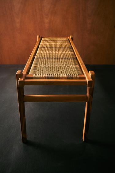 MULTICOLOURED TEAK RATTAN BENCH - Green by Zara - Image 7