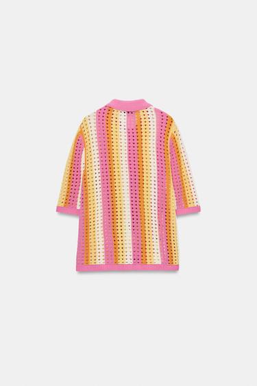 GILET POLO EN MAILLE AJOURÉE À RAYURES - Multicolore de Zara - Image 6