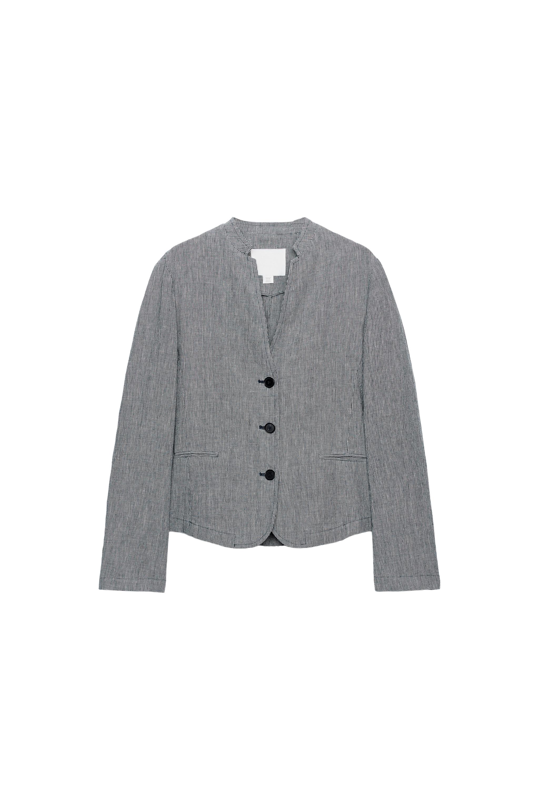 HOUNDSTOOTH LINEN BLEND BLAZER ZW COLLECTION