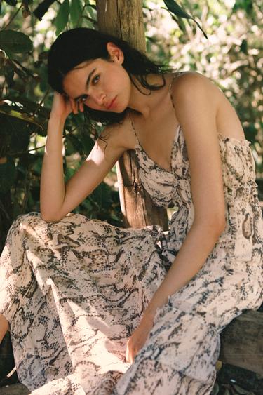 chinese dress ladies Zara Leopard Print Mock Neck Maxi Dress