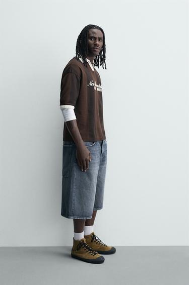 RETRO FOOTBALL PRINT POLO SHIRT - Brown by Zara - Image 3
