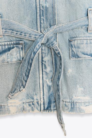 BELTED TRF DENIM JACKET - Light blue by Zara - Image 7