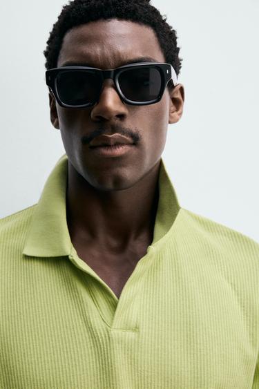 POLO REGULAR FIT EN COTON STRUCTURÉ - Citron vert de Zara - Image 4