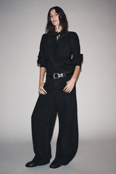 DENIM SHIRT WITH SHOULDER PADS ZW COLLECTION - Black by Zara - Image 6