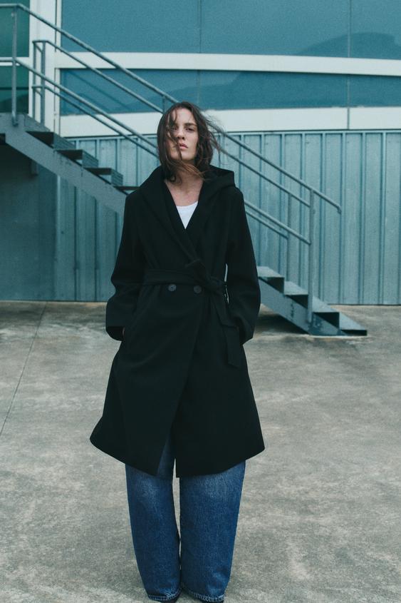 Zara Coat Cappotti Con Cappuccio Zara Zara Cappotti Neri CAPPOTTO