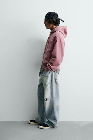 WASHED BOXY FIT HOODIE - Pale pink by Zara - Image 3