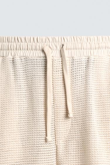 RELAXED FIT OPEN WEAVE TROUSERS - Bone by Zara - Image 2