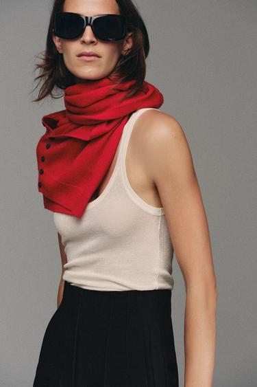 100% EXTRA SOFT WOOL V-NECK CARDIGAN - Red by Zara