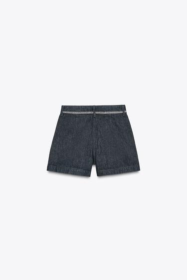 Z1975 HIGH-WAIST DENIM SHORTS WITH TOPSTITCHING - Blue by Zara - Image 5