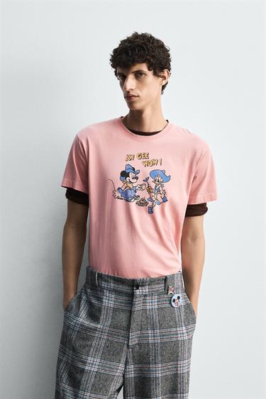 Zara HARRY LAMBERT FOR ZARA X DISNEY 米奇 + 唐老鴨 T 恤 - 淡粉紅色