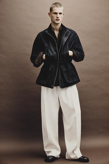 ПАРКА ВІЛЬНОГО КРОЮ ЗІ ШКІРИ - Антрацитовий сірий Zara