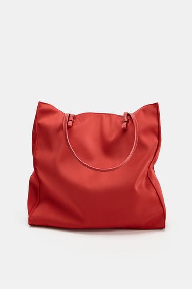SATIN TOTE BAG - Red by Zara