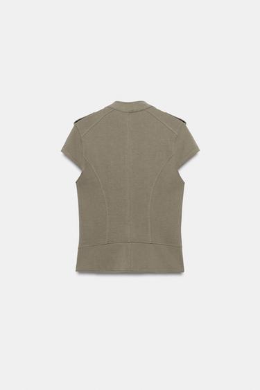 GILET ZIPPÉ À BOUTONS - Kaki foncé de Zara - Image 6