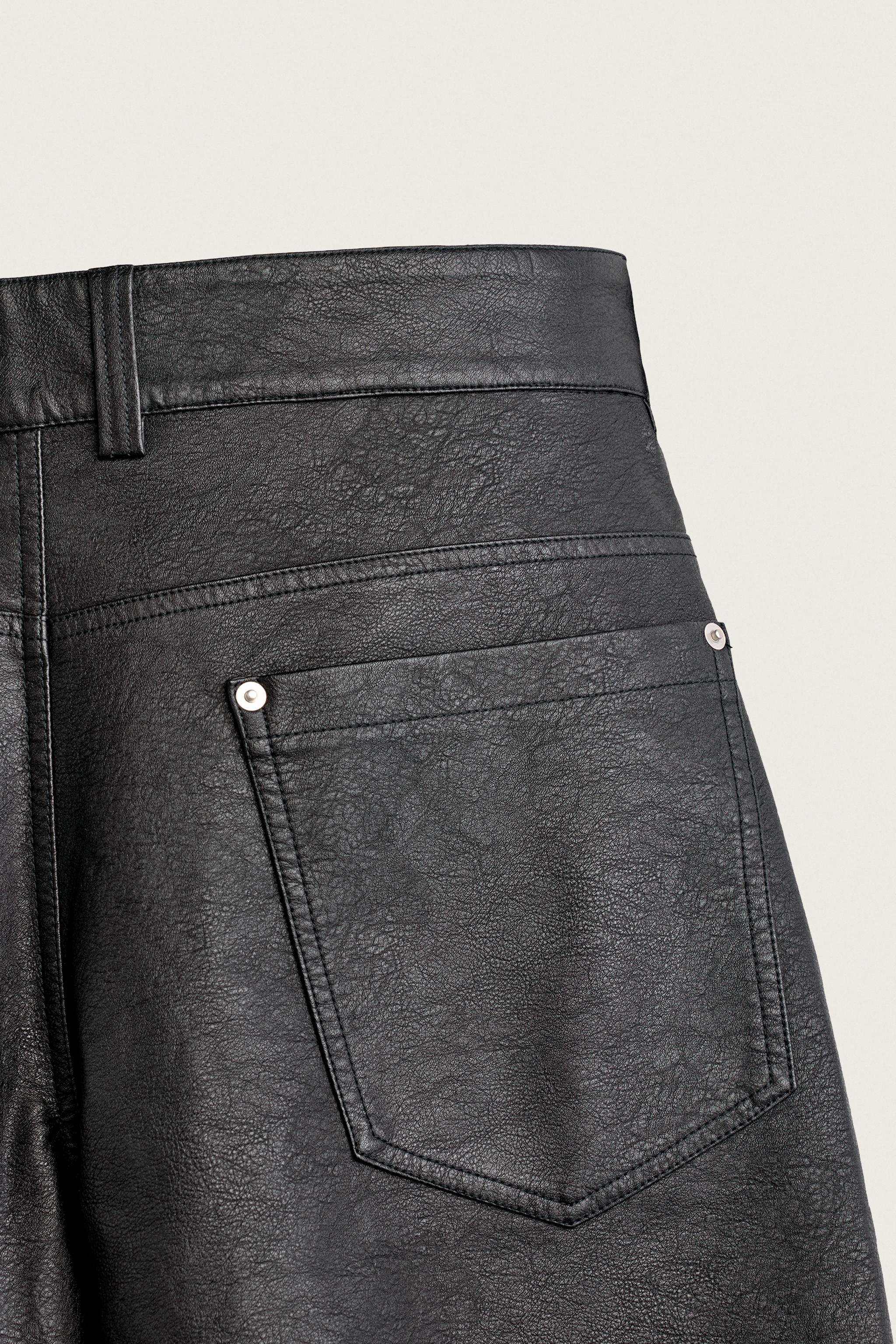 Мужские шорты Zara FAUX LEATHER RELAXED FIT SHORTS — фото 10