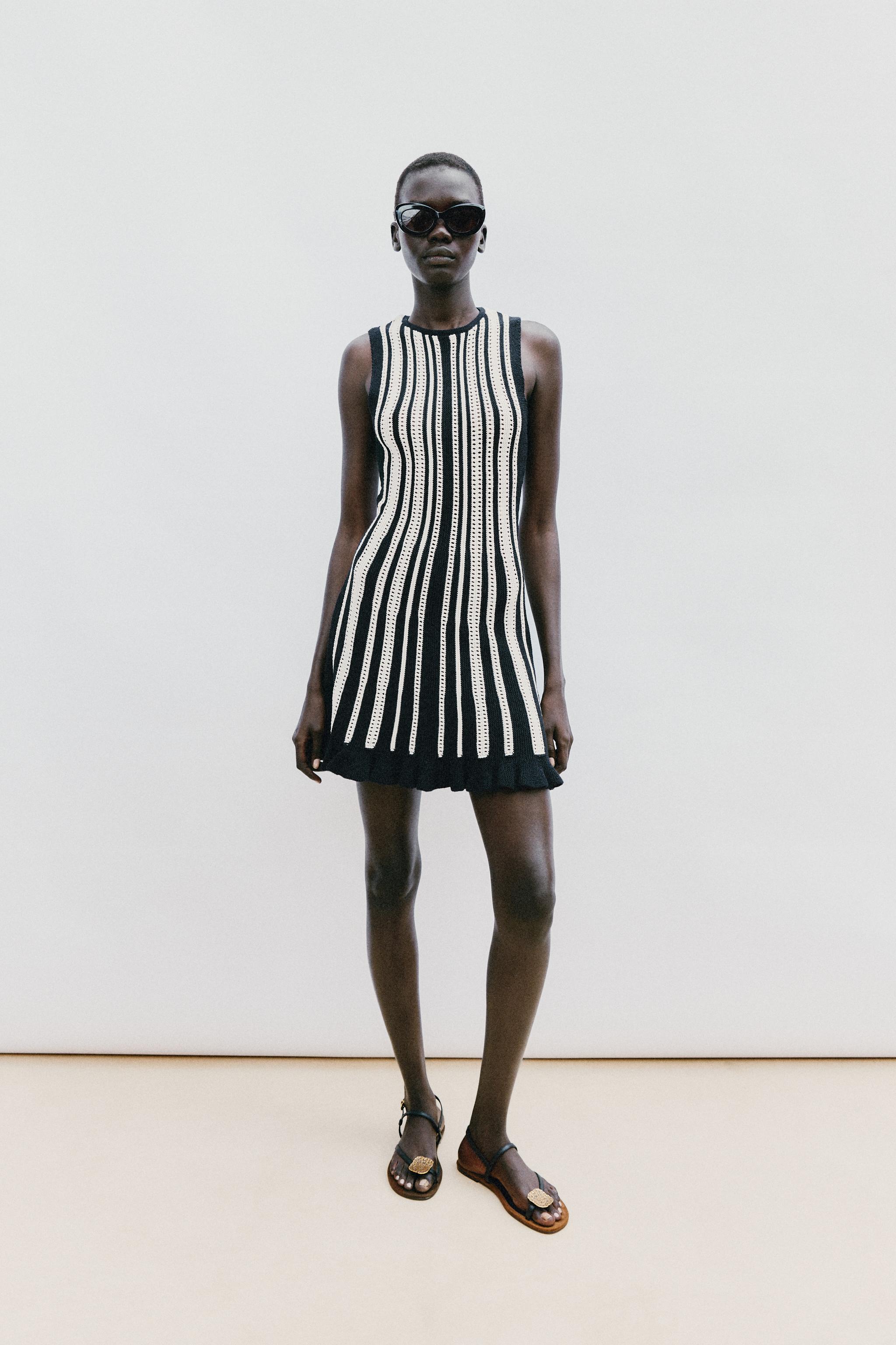STRIPED KNIT MINI DRESS