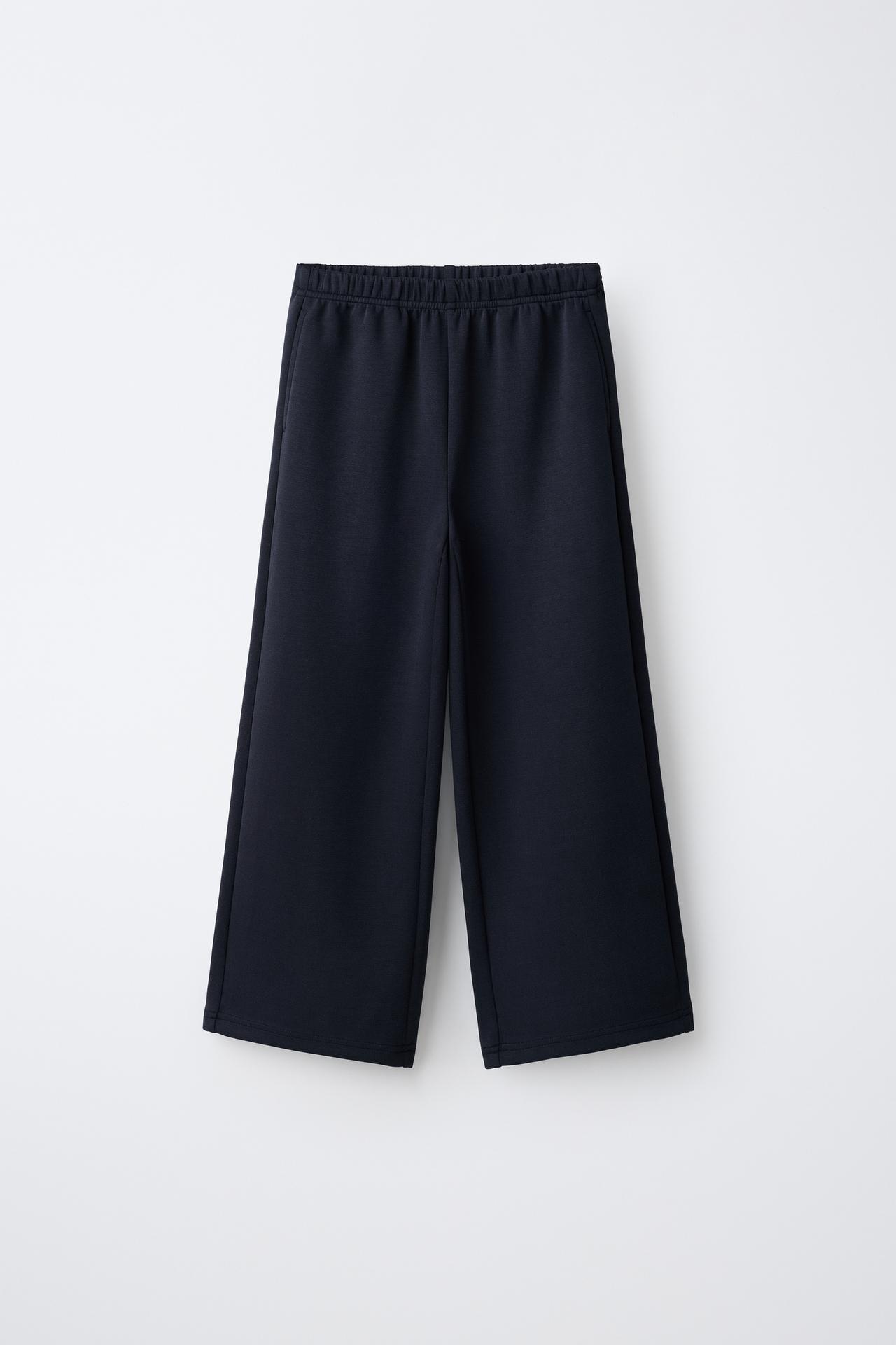 WIDE LEG SPORTY PANTS — Deep blue