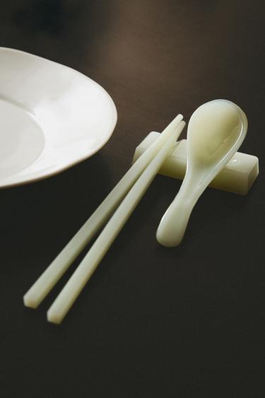 箸、スプーン、スタンドセット（3点セット）イエローZaraの箸、スプーン、スタンドセット（3点セット） - イエロー 