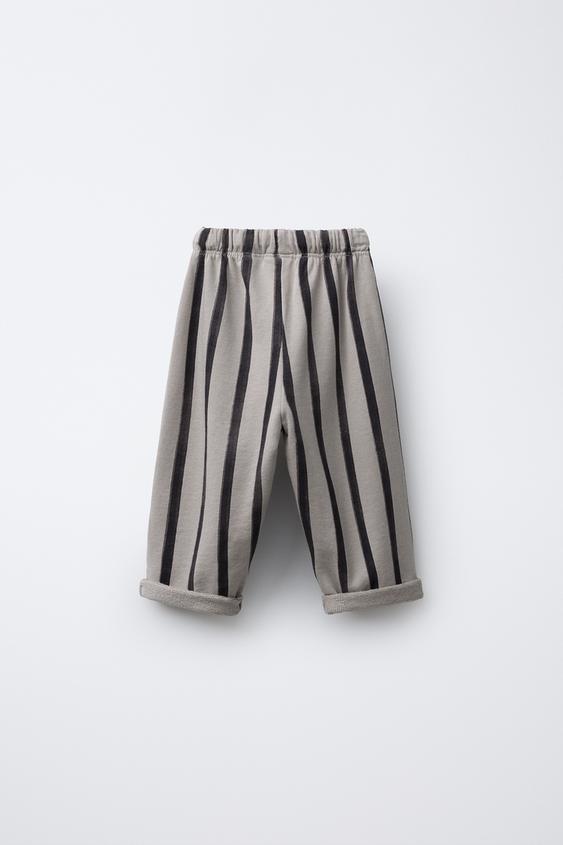 GESTREEPTE BAGGY BROEK VAN VELOURS