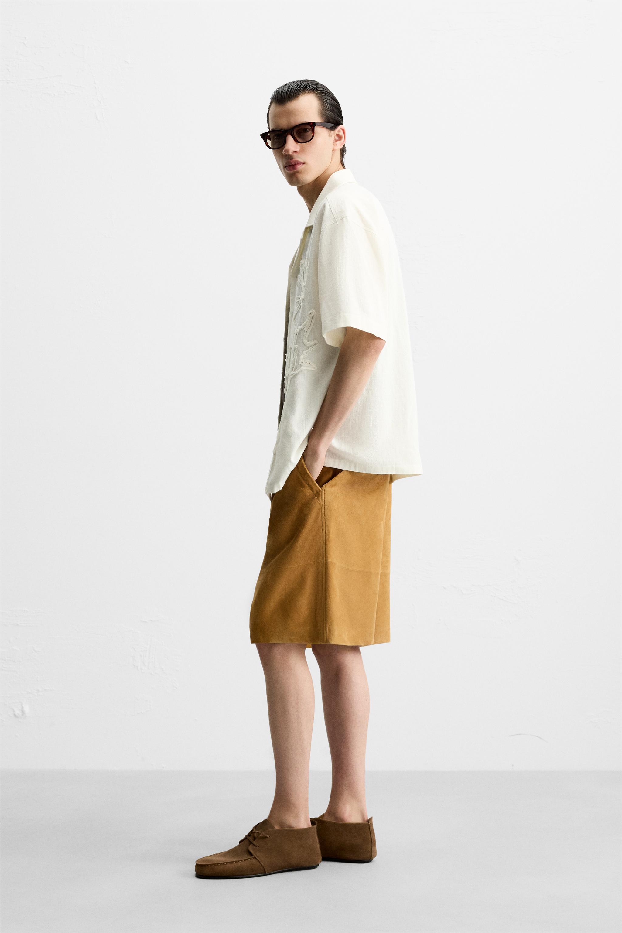 【ZARA】リラックスモダール半袖シャツ 4296/139/052 FLOWY SHIRT WITH POCKET - Light beige | ZARA United States