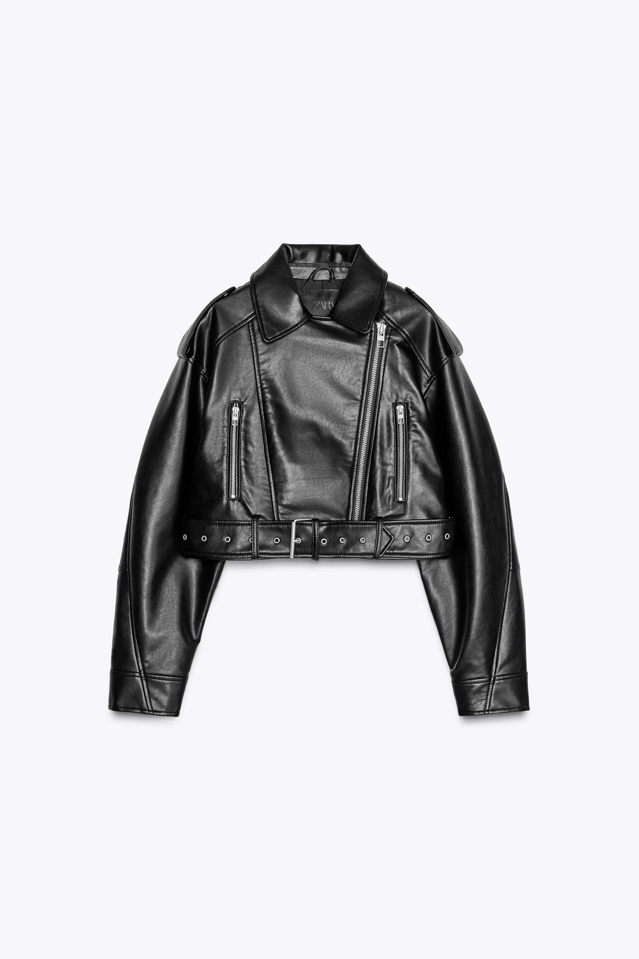 Simili Cuir Veste Noir Zara Femme Veste Aviateur Blouson Cuir