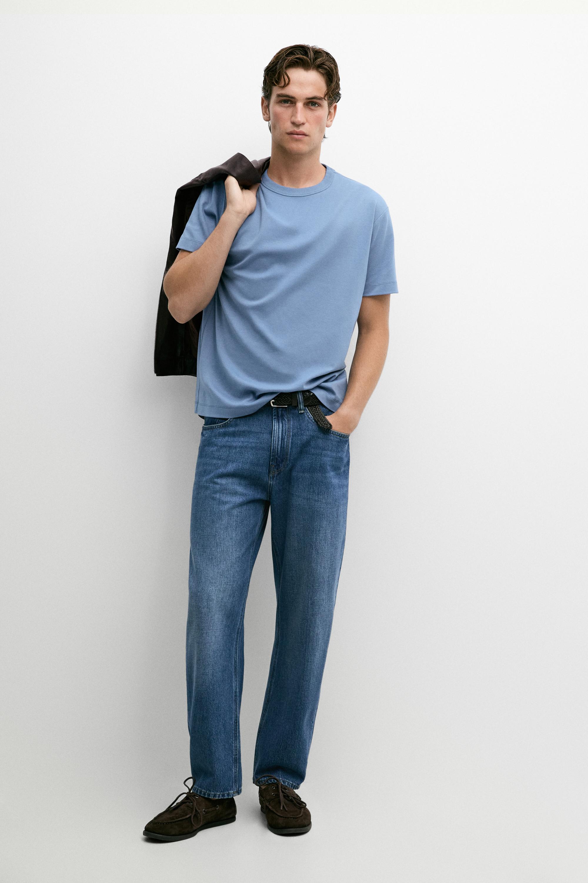 100% cotton short-sleeve T-shirt — Mid-blue