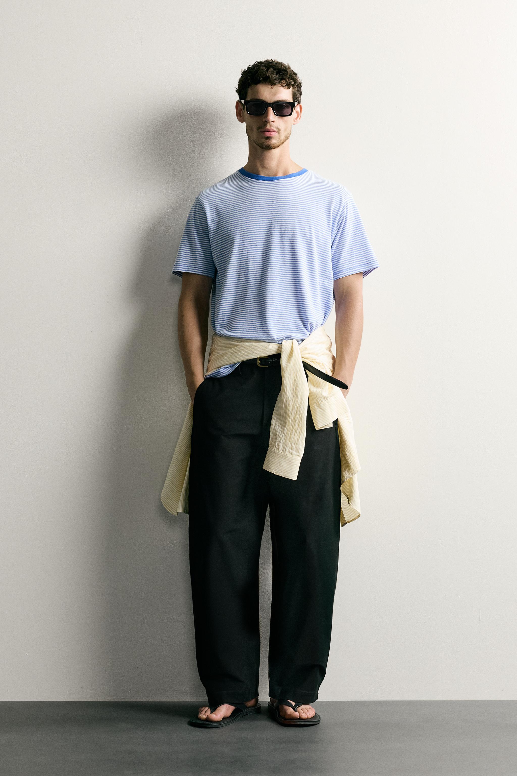 Мужские футболки Zara REGULAR FIT STRIPED T-SHIRT
