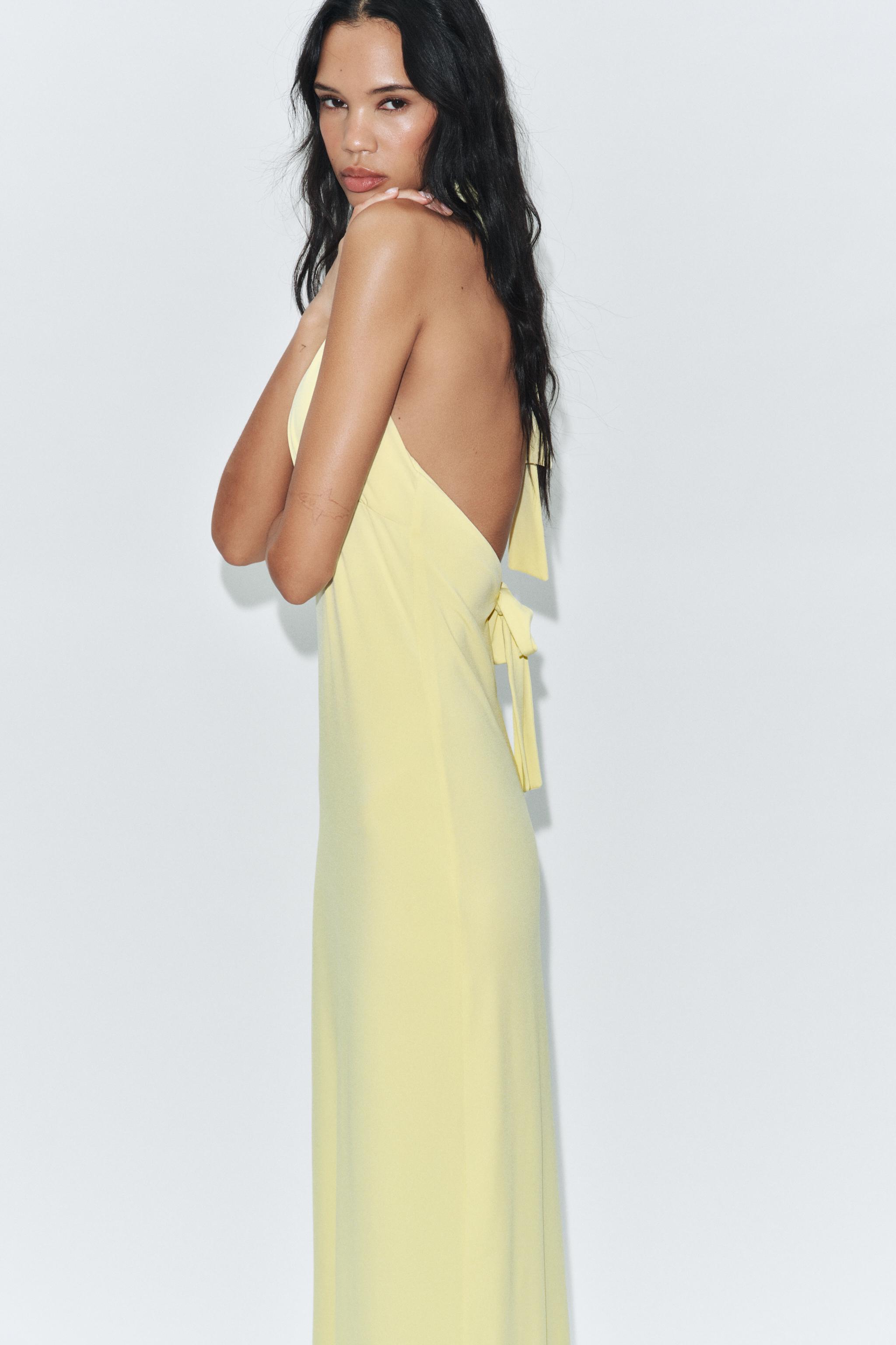 TIED HALTER MIDI DRESS - Yellow | ZARA United States
