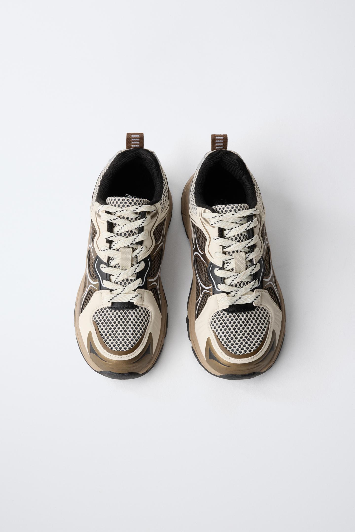 Детские кроссовки Zara Technical Mesh, цвет: Коричневый — фото 5