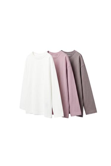 LOT DE TROIS T-SHIRTS UNIS - Anthracite foncé de Zara